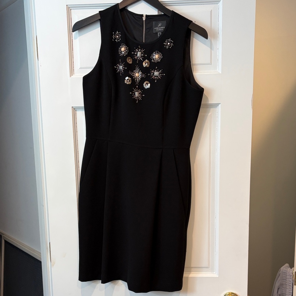 Adtianna Papell Black Mini Dress with Embellishments, 8